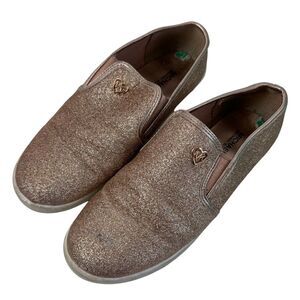 Rose Gold Glitter Michael Kors Slip On Shoes Rubber Sole Sneakers Girls Size 4